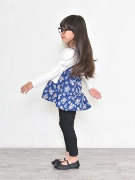 「BRANSHES（ブランシェス）のアイテム（チュニック）」を使った、BRANSHESさん（キッズ・110cm）の秋コーディネート