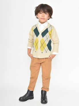 「アイテム（カーディガン/ボレロ）」を使った、BRANSHESさん（キッズ・113cm）の秋コーディネート