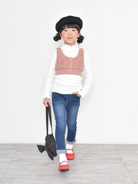 「BRANSHES（ブランシェス）のアイテム（ハンチング/ベレー帽）」を使った、BRANSHESさん（キッズ・110cm）の秋コーディネート