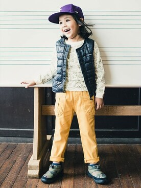 「RADCHAP（ラッドチャップ）のアイテム（帽子）」を使った、BRANSHESさん（キッズ・108cm）の秋コーディネート
