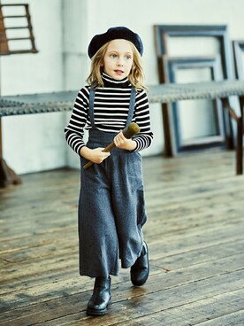 「BRANSHES（ブランシェス）のアイテム（オールインワン・サロペット）」を使った、BRANSHESさん（キッズ・111cm）の秋コーディネート