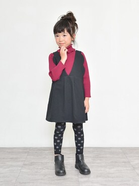「スカラップ」｜「アイテム（レッグウェア）」を使った、BRANSHESさん（キッズ・114cm）の秋コーディネート