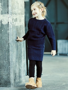 「BRANSHES（ブランシェス）のケーブル柄スパッツ（タイツ/ストッキング）」を使った、BRANSHESさん（キッズ・111cm）の秋コーディネート