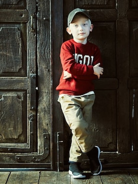 「アイテム（キャップ）」を使った、BRANSHESさん（キッズ・110cm）の秋コーディネート