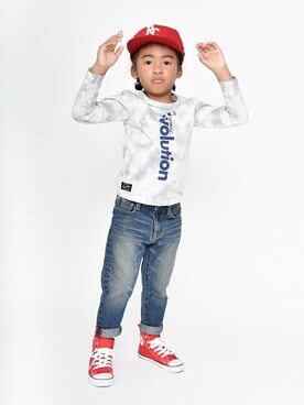 「RADCHAP（ラッドチャップ）のアイテム（帽子）」を使った、BRANSHESさん（キッズ・110cm）の春コーディネート