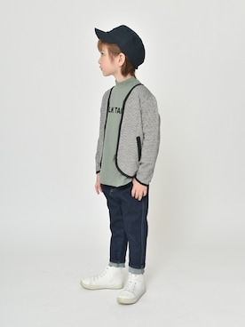 「kids」｜「アイテム（ノーカラージャケット）」を使った、BRANSHESさん（キッズ・113cm）の春コーディネート