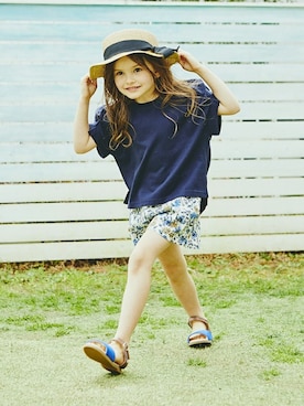 「kids」｜「アイテム（チュニック）」を使った、BRANSHESさん（キッズ・108cm）の春コーディネート