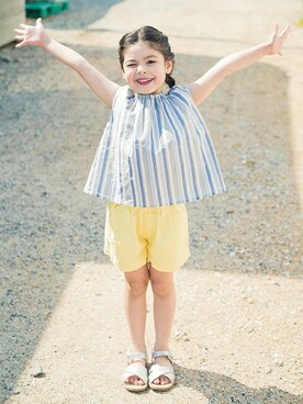 「RADCHAP（ラッドチャップ）のアイテム（チュニック）」を使った、BRANSHESさん（キッズ・110cm）の春コーディネート