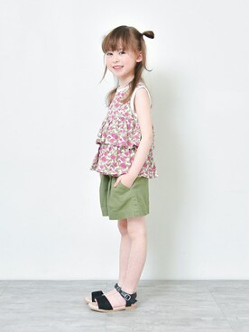「RADCHAP（ラッドチャップ）のアイテム（タンクトップ）」を使った、BRANSHESさん（キッズ・109cm）の夏コーディネート