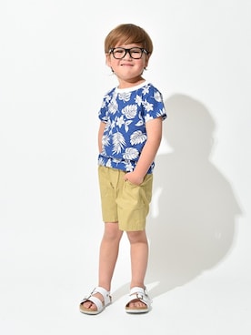 「BRANSHES（ブランシェス）の【プチプラ】ボタニカル柄半袖Tシャツ（Tシャツ/カットソー）」を使った、BRANSHESさん（キッズ・110cm）の夏コーディネート