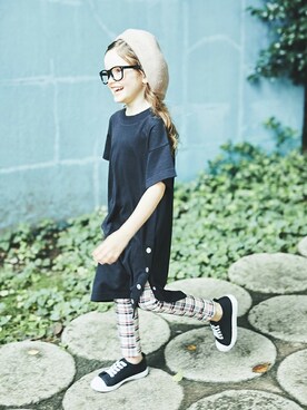 「BRANSHES（ブランシェス）のアイテム（ハンチング/ベレー帽）」を使った、BRANSHESさん（キッズ・110cm）の夏コーディネート