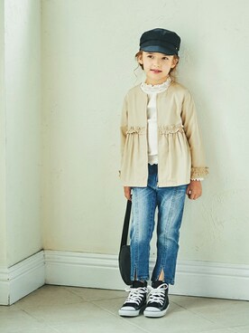 「kids」｜「アイテム（ノーカラージャケット）」を使った、BRANSHESさん（キッズ・116cm）の冬コーディネート