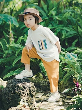 「RADCHAP（ラッドチャップ）のアイテム（帽子）」を使った、BRANSHESさん（キッズ・108cm）の夏コーディネート