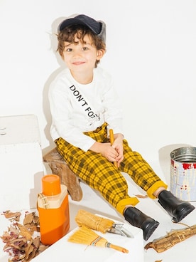 「アイテム（パンツ、イエロー系）」を使った、BRANSHESさん（キッズ・107cm）の夏コーディネート