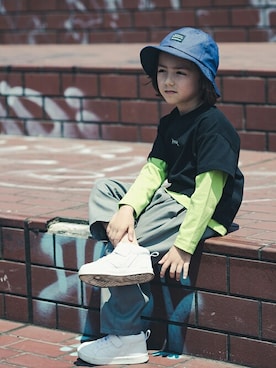 「RADCHAP（ラッドチャップ）のアイテム（パンツ）」を使った、BRANSHESさん（キッズ・110cm）の秋コーディネート