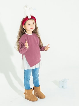 「アイテム（スウェット、ピンク系）」を使った、BRANSHESさん（キッズ・108cm）の秋コーディネート