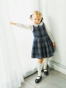 「アイテム（ジャンパースカート）」を使った、BRANSHESさん（キッズ・110cm）の冬コーディネート