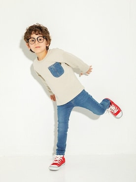 「アイテム（デニムパンツ）」を使った、BRANSHESさん（キッズ・109cm）の夏コーディネート