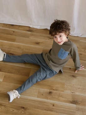 「アイテム（トップス、ブラウン系）」を使った、BRANSHESさん（キッズ・109cm）の夏コーディネート