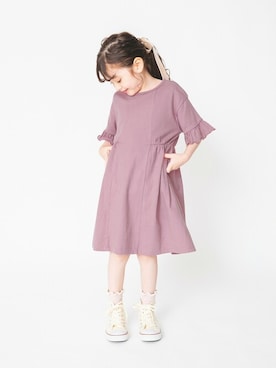 「袖フリル」｜「アイテム（ワンピース/ドレス）」を使った、BRANSHESさん（キッズ・110cm）の秋コーディネート