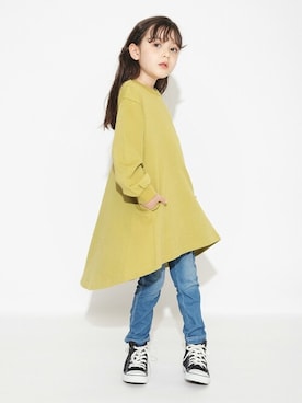 「アイテム（ワンピース/ドレス、グリーン系）」を使った、BRANSHESさん（キッズ・111cm）の冬コーディネート