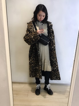 「ジーナシス」｜「アイテム（チェスターコート）」を使った、MiKiさん（レディース・159cm）の冬コーディネート