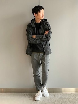 「カモ柄」｜「アイテム（ブルゾン）」を使った、IDUTSUさん（メンズ・177cm）の秋コーディネート