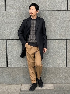 「チェスター」｜「アイテム（チェスターコート）」を使った、IDUTSUさん（メンズ・177cm）の秋コーディネート