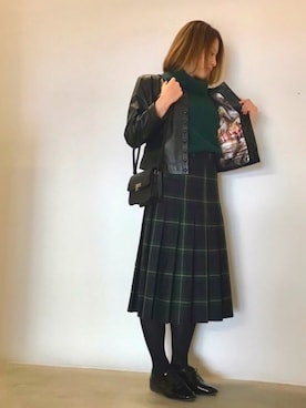 「アニエスベー」｜「アイテム（ノーカラージャケット）」を使った、agnès b. 銀座松屋 Rue du jourさん（レディース・153cm）の秋コーディネート
