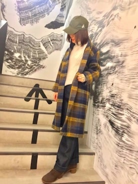 「アニエスベー」｜「アイテム（チェスターコート）」を使った、agnès b. 銀座松屋 Rue du jourさん（レディース・160cm）の秋コーディネート