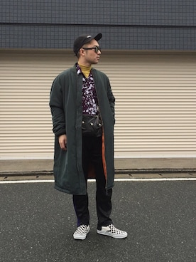 「G.V.G.V.（ジーヴィージーヴィー）のアイテム（MA-1）」を使った、KEIさん（メンズ・168cm）の冬コーディネート