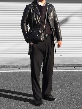 「beautiful people（ビューティフルピープル）のアイテム（ライダースジャケット）」を使った、KEIさん（メンズ・168cm）の秋コーディネート