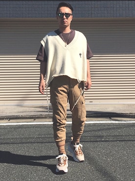 「doublet（ダブレット）のアイテム（ベスト）」を使った、KEIさん（メンズ・168cm）の秋コーディネート