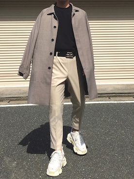 「JOURNAL STANDARD relume（ジャーナルスタンダード　レリューム）のアイテム（ステンカラーコート）」を使った、KEIさん（メンズ・168cm）の秋コーディネート