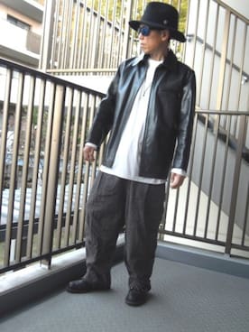 「A.P.C.（アーペーセー）のアイテム（ライダースジャケット）」を使った、genさん（メンズ・167cm）の秋コーディネート