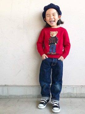 「アイラブCONVERSE」｜「アイテム（ハンチング/ベレー帽）」を使った、SOUSUKEさん（キッズ・110cm）の冬コーディネート