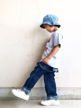 「スタンスミス」｜「アイテム（オールインワン・サロペット）」を使った、SOUSUKEさん（キッズ・110cm）の夏コーディネート