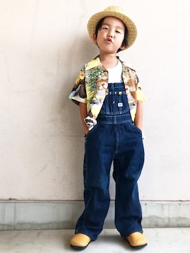 「アロハシャツ」｜「アイテム（サロペット/オーバーオール）」を使った、SOUSUKEさん（キッズ・110cm）の夏コーディネート