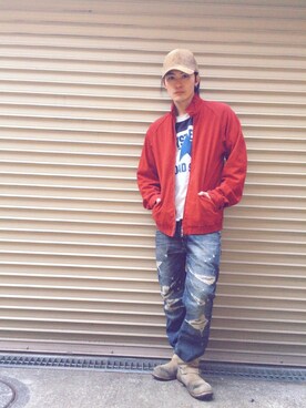 「SHIPS JET BLUE（シップスジェットブルー）のアイテム（カバーオール）」を使った、橋本 侑哉さん（メンズ・173cm）の冬コーディネート