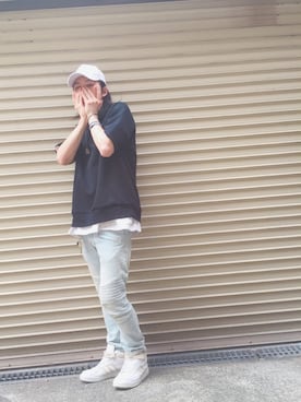 「CASPER JOHN（キャスパージョン）のアイテム（帽子）」を使った、橋本 侑哉さん（メンズ・173cm）の夏コーディネート