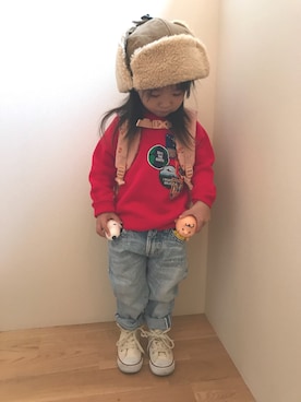 「Ron Herman（ロン ハーマン）のアイテム」を使った、hinanoさん（キッズ・90cm）の秋コーディネート
