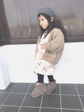 「2018マイベストコーデ」｜「アイテム（ハンチング/ベレー帽）」を使った、hinanoさん（キッズ・90cm）の冬コーディネート
