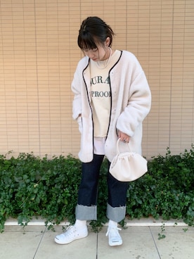 「WEGO（ウィゴー）のアイテム（その他アウター）」を使った、佐々木麻耶さん（レディース・156cm）の冬コーディネート
