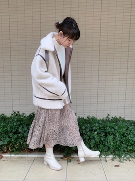 「WEGO（ウィゴー）のアイテム（ブルゾン）」を使った、佐々木麻耶さん（レディース・156cm）の冬コーディネート