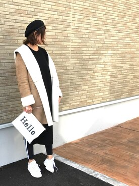 「ROPE' PICNIC（ロペピクニック）のアイテム（ムートンコート）」を使った、N A O M Iさん（レディース・164cm）の冬コーディネート