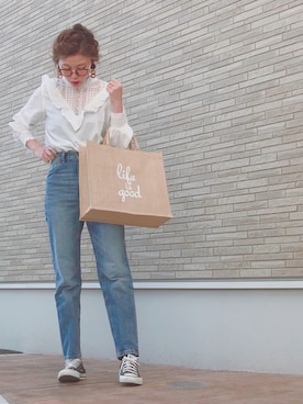 「ハイウエストストレートジーンズ」｜N A O M Iさん（レディース・164cm）の冬コーディネート