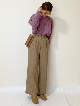 「TODAYFUL（トゥデイフル）のウールチェックトラウザース（その他パンツ）」を使った、N A O M Iさん（レディース・162cm）の冬コーディネート