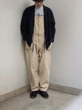 「ジャーマントレーナー」｜「アイテム（サロペット/オーバーオール）」を使った、Kottamさん（メンズ・170cm）の春コーディネート