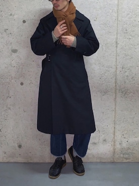 「ジャーマントレーナー」｜「アイテム（トレンチコート）」を使った、Kottamさん（メンズ・170cm）の冬コーディネート