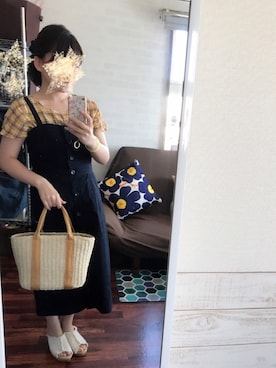 「しまむら（シマムラ）のアイテム（サンダル、ホワイト系）」を使った、mcmさん（レディース・152cm）の夏コーディネート